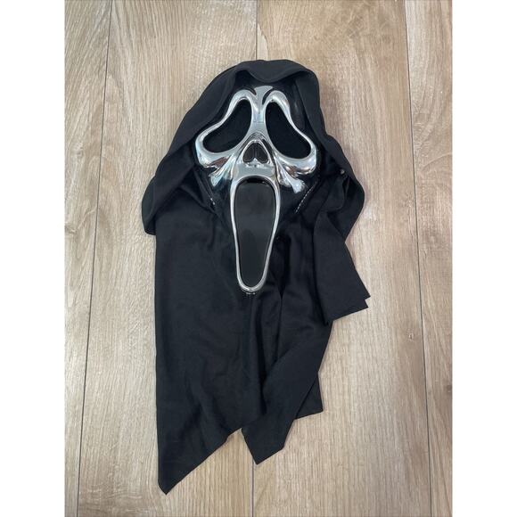 Easter Unlimited Scream Movie Chrome Silver Ghost Face Mask With Hood Halloween - Picture 1 of 5